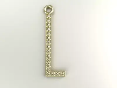 Diamond L Pendant Gold Silver Platinum Luxury Jewelry 3D print model