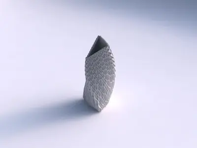 Vase twist tipped triangle with wavy grid piramides 3D print model
