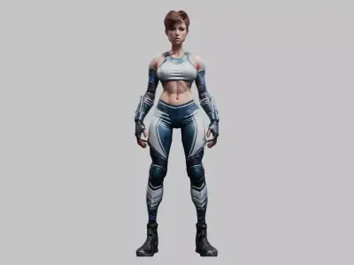Lowpoly SciFi Female Wrestler Game-Ready 3D Asset   Low-poly 3D model