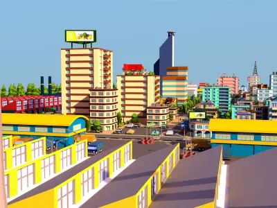 Simple city Low-poly 3D model