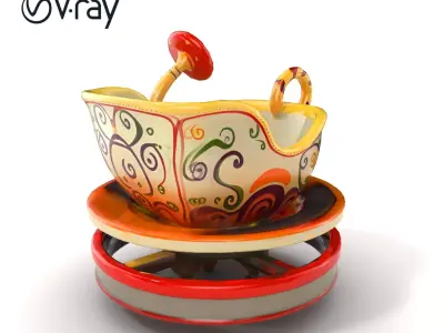 Spinning Teacup Ride Car Whimsical Design model pack Low-poly 3D model
