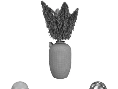 Pampas Grass in Vase 3D model