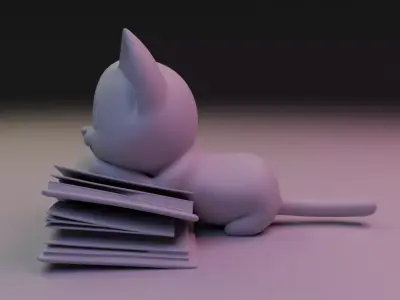 cat book decoration  3D print model