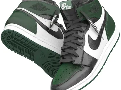 air jordan 1 retro high pine green 3D model