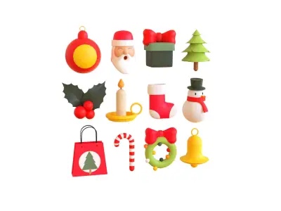 Christmas Items Collection v001 Low-poly 3D model