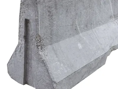 Game ready damaged Concrete Barrier newjersey Free low-poly 3D model