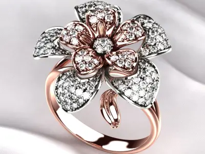 Flower Gold Ring 3D print model