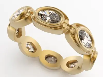 Oval Gems Ring 3D print model
