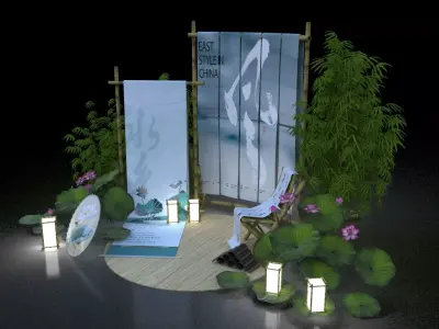 Chinese style artistic conception and styling 3D model