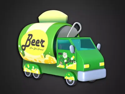 Asset - Cartoons - Food Car -  Beer Vehicle 3D model