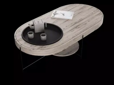 Modern coffe table with decor elements 3D model
