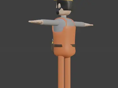  Worker with safety helmet standing Low-poly 3D model