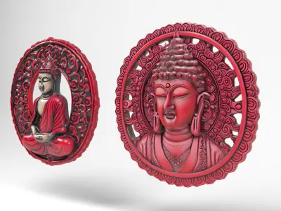 Buddhas 4 Low-poly 3D model
