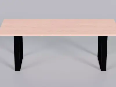 Black Iron Wood Table 3D Model True 4K PBR Renders FBX GLB   Low-poly 3D model