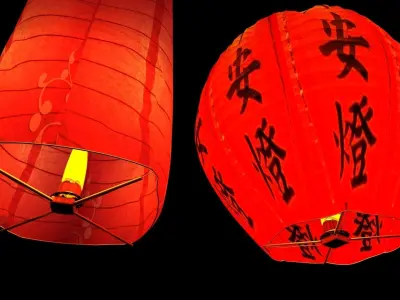 Chinese sky lantern 3D model 4