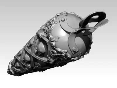 Carved Detailed Jewelery Bullet with skulls pendant 3D print model