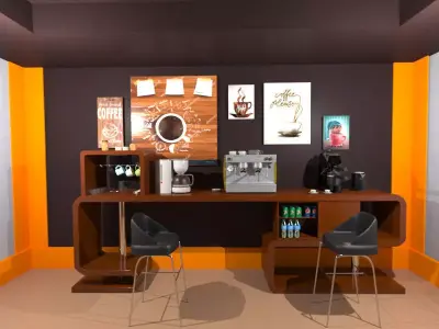 coffe bar Low-poly 3D model
