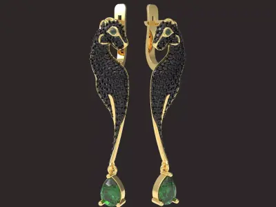 Black panther earrings 3D printble model 3D print model