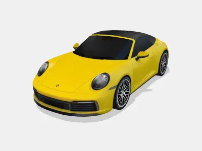 Porsche 911 Cabriolet 992 Low-poly 3D model