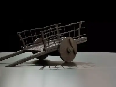 low poly Medieval Wagon 3D model for game and animation video Low-poly 3D model