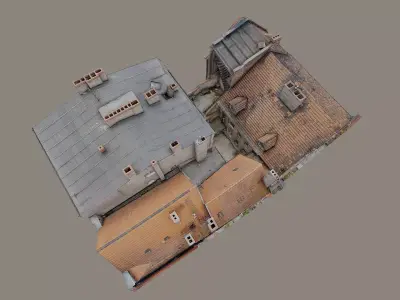 Patio in an abandoned tenement house 3D model