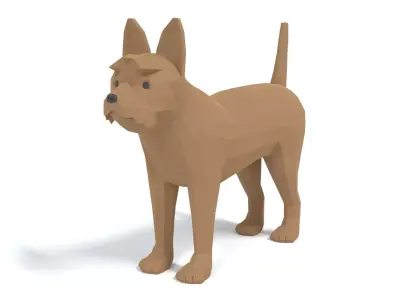 Low Poly Cartoon Yorkshire Terrier Dog Low-poly 3D model