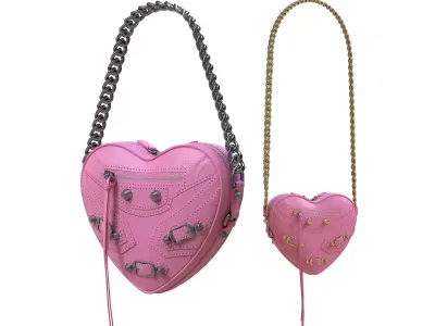 Balenciaga Le Cagole Heart Mini Bag Pink Low-poly 3D model