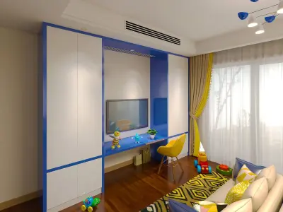 Modern Double children Bedroom 3D Model 3D model