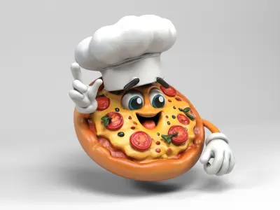 Pizza character 2 Low-poly 3D model