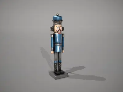 Glittery Blue Nut Cracker Low-poly 3D model