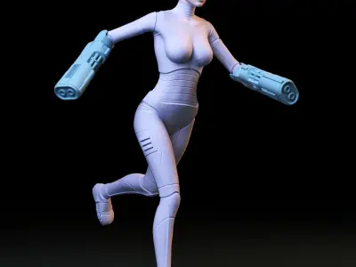 SCI-FI GIRL AND ROVER DIORAMA 3D print model