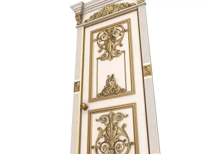 Carved Door Classic 0902 White Low-poly 3D model