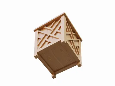 Wooden flower box Low-poly 3D model