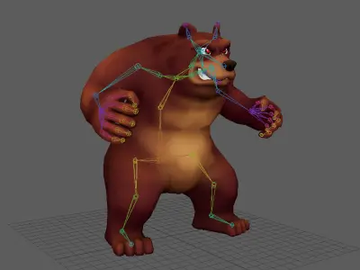 Lowpoly Stylized Bear Rigged and Animated for VR AR Games Low-poly 3D model