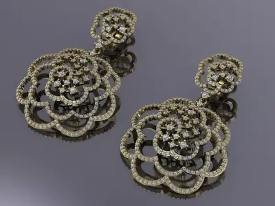 Jewelry  Flower Earrings Gold MM-0068  3D print model