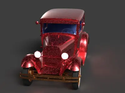 Chinese red classic car  Low-poly 3D model