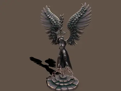 Statue archangel Low-poly 3D model