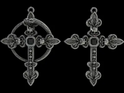Skull Cross Pendant 3D print model