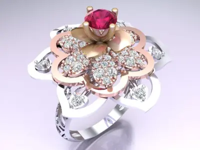  Mesh flower ring - Italian rings - Womens Rings - N6817 3D print model