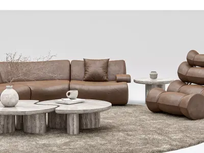 Modern Luxury Modular Sofa and Lounge Chair  3D model