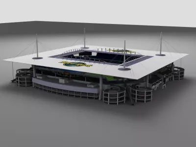 Modern Football Stadium Architecture 3D Model Low-poly 3D model