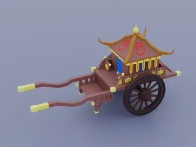 Ancient Chinese chariot Low-poly 3D model