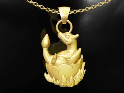 Charizard Pokemon pendant jewelry gold 3D print model