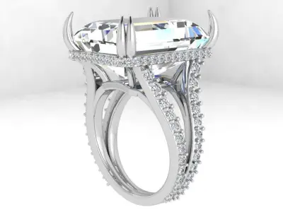 Emerald Cut Split Shank Ring 4391 3D print model