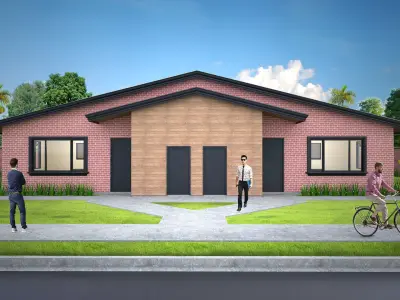 Duplex 2 bed 2 ba architectural model including all CAD plans Low-poly 3D model