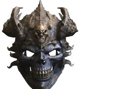 Demonic Skull Mask  Low-poly 3D model