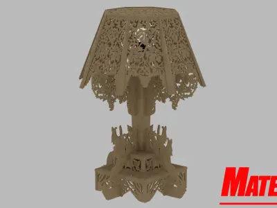 Big Desk Wooden Lamp 3D model