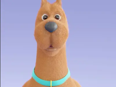 Scooby-Doo rigged and  fur Low-poly 3D model