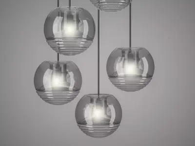 Flask four glass pendant lights 3D model