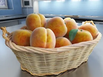 Peaches in Basket 3D model